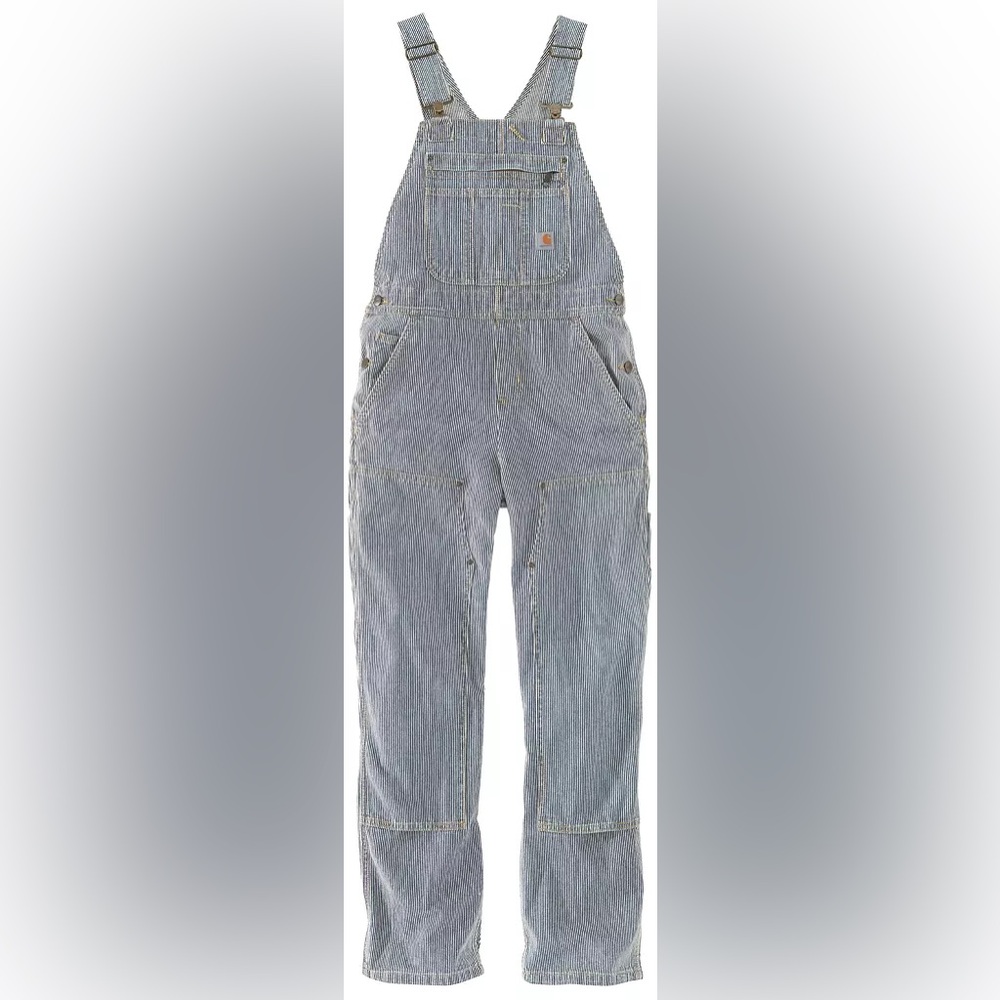 Carhartt Women's Relaxed Fit Denim Railroad Stripe Bib Overall - Small